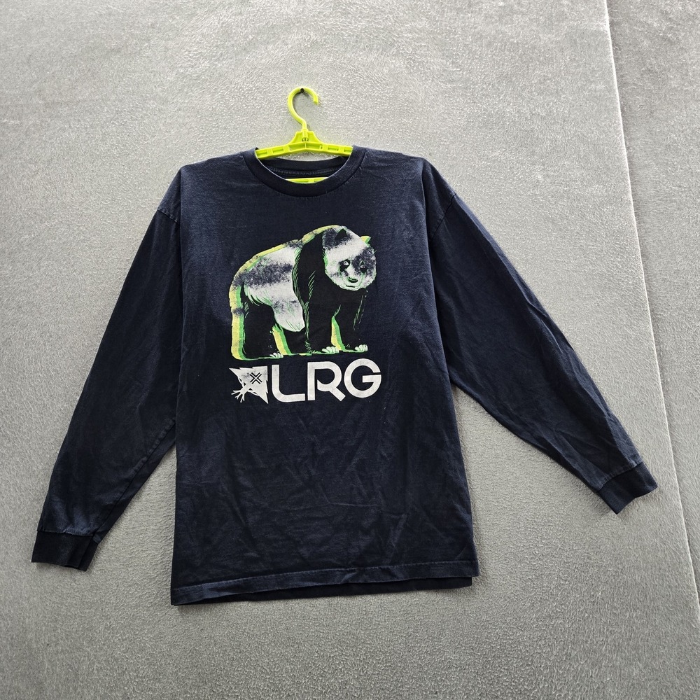 LRG Men Shirt XL Navy Graphic Panda Bear Long Sleeve Tee Logo
